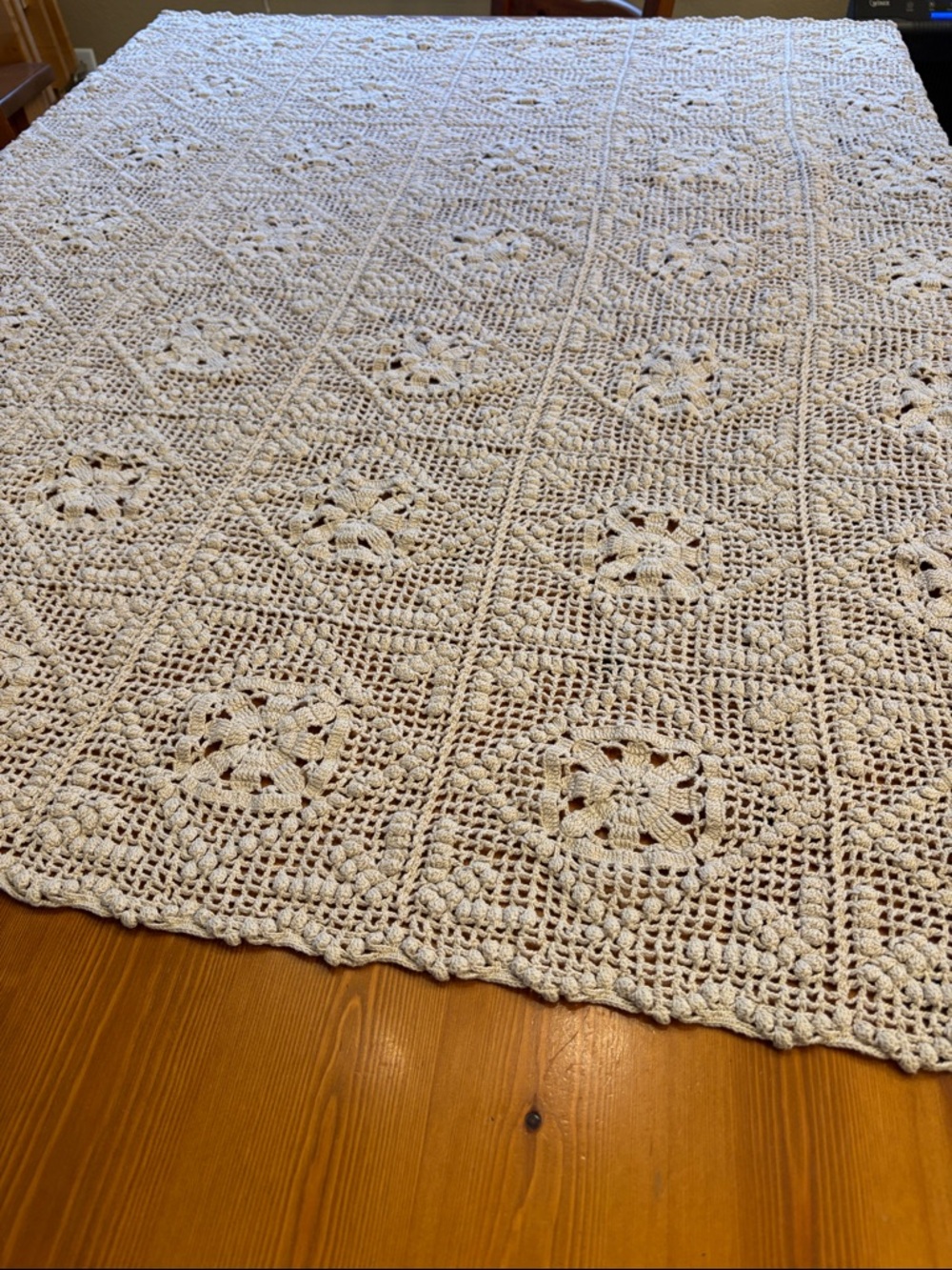 Handmade Crochet Lace Throw - Cream